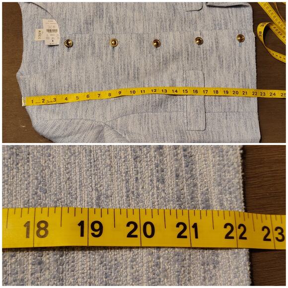 J.Crew Factory Tweed Lady Jacket Light Blue Gold Buttons NWT Size 16 - Picture 8 of 16